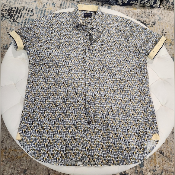 Gem Malki Short sleeve casual button down modern fit XL New - Picture 9 of 15